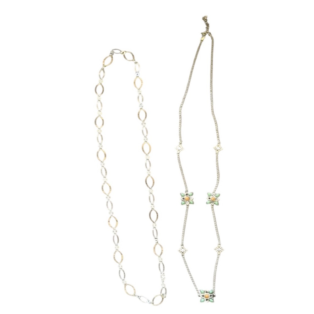 Two Silver & Gold Plated Costume Jewelry Necklaces